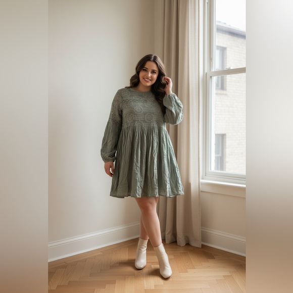Altar'd State Dresses & Skirts - Altar'd State Elegant Lace Dress in Soft Gray